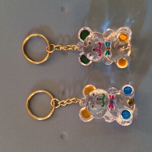 Vintage faux crystal bear keychains